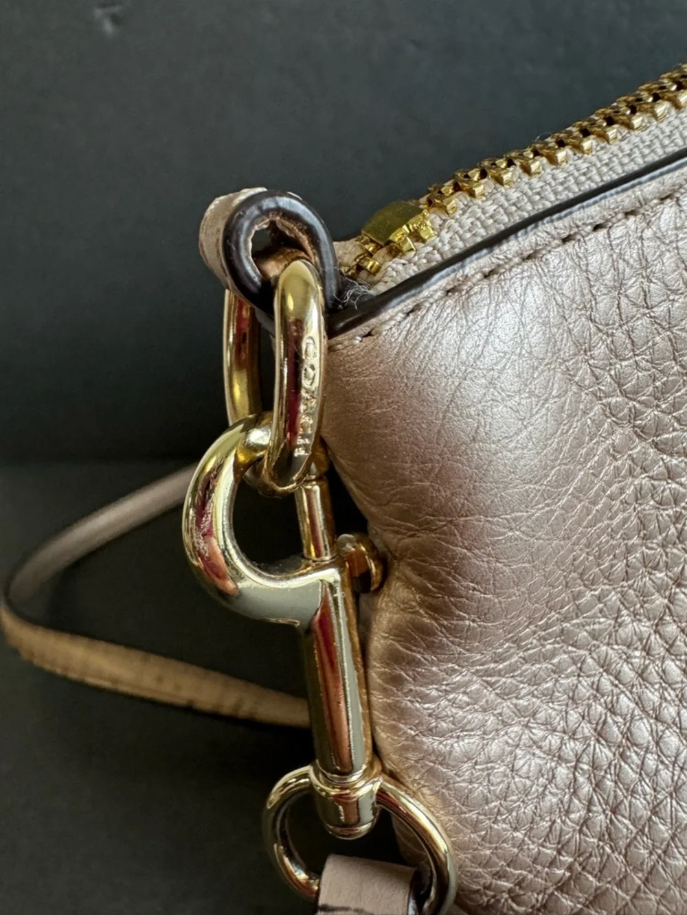 Coach Kelsey Metallic Top Handle Bag Reptile Print Handles Crossbody Purse - Picture 10 of 16